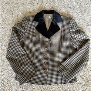 Vintage Emporio Armani blazer. Plaid with black satin lapel. EUC.